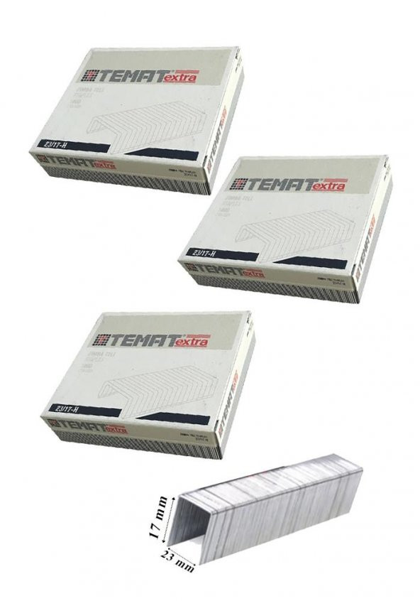 23/17 Zımba Teli Çelik Zımba Teli 1000 li 3 Paket 160 Sayfa Zımbalama Kapasitesi 23-17