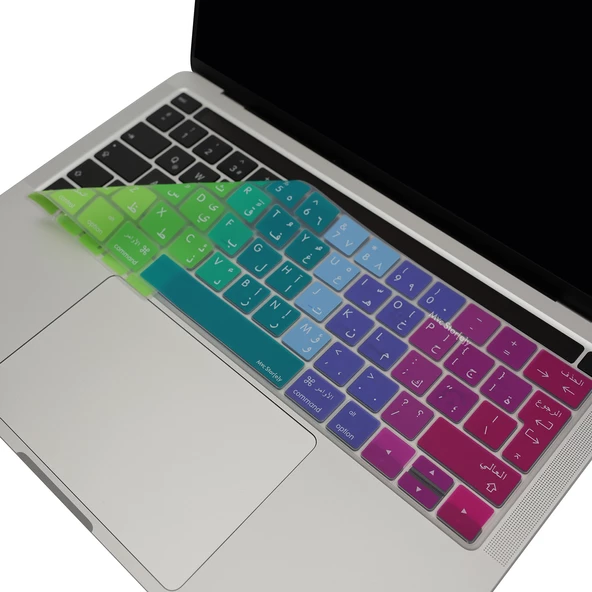 Arapça Klavye Macbook Pro Koruyucu (Touchbar'lı) A1706 A1989 A2159 A1707 A1990 UK Enter Uyumlu Dazzle