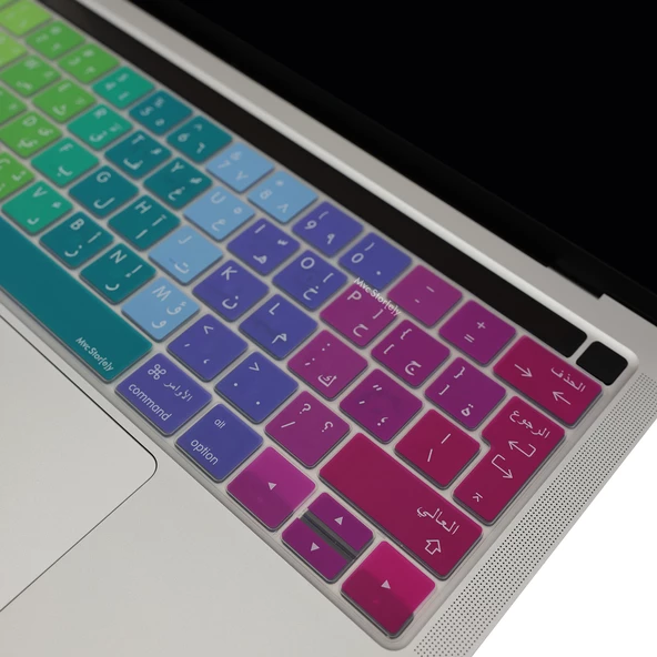 Arapça Klavye Macbook Pro Koruyucu (Touchbar'lı) A1706 A1989 A2159 A1707 A1990 UK Enter Uyumlu Dazzle - 4