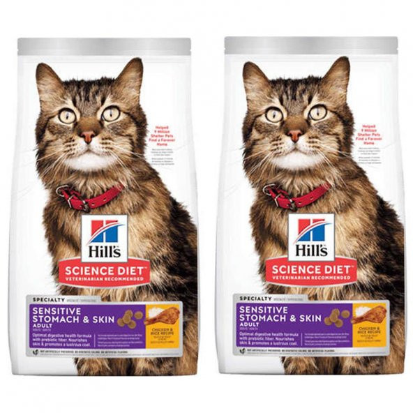 Hills Feline Sensitive Skin Tavuklu Yetişkin Kuru Kedi Maması 1,5 Kg 2 Adet