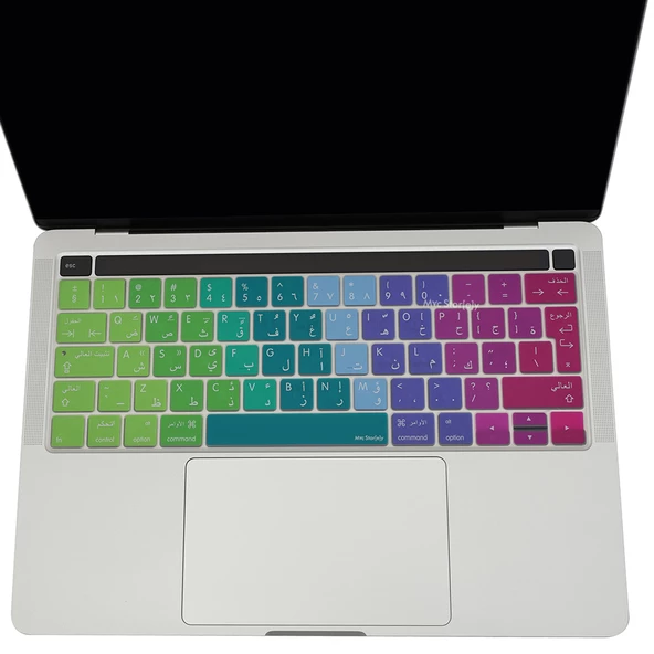 Arapça Klavye Macbook Pro Koruyucu (Touchbar'lı) A1706 A1989 A2159 A1707 A1990 UK Enter Uyumlu Dazzle - 3