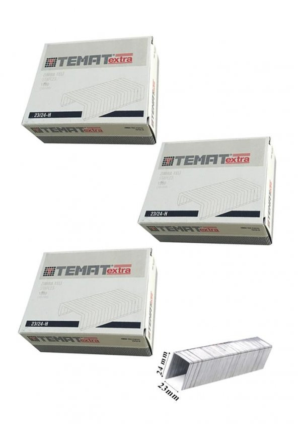 23/24 Zımba Teli Çelik Zımba Teli 1000 li 3 Paket 260 Sayfa Zımbalama Kapasitesi 23-24 - 3