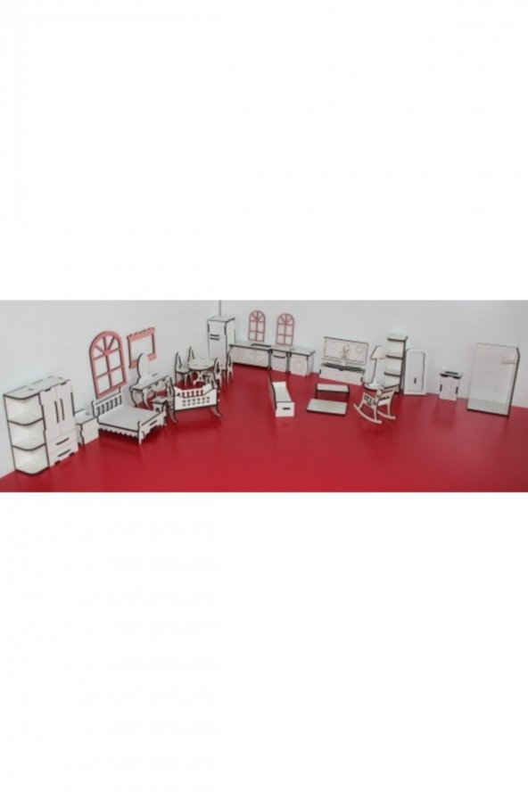 BARBİE AHŞAP OYUN EVİ OYUNCAKLARI 27 PARCA - 1