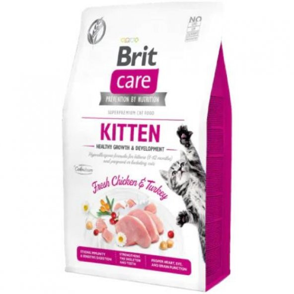 Brit Care Hypo-Allergenic Sağlıklı Büyüme için Tavuklu ve Hindili Tahılsız Yavru Kedi Maması 2kg ürün görseli