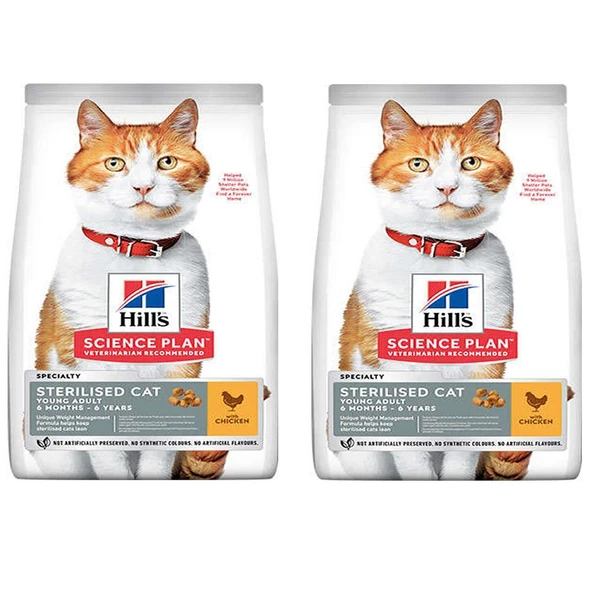 Hills Sterilised Kısırlaştırılmış Tavuklu Kedi Maması 1,5 Kg 2 Adet
