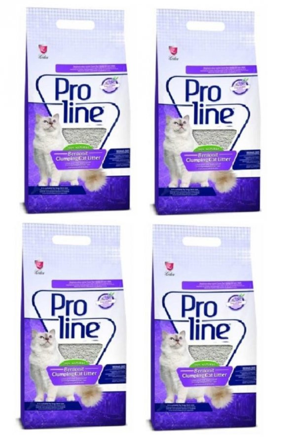 Pro Line Lavanta Kokulu Bentonit Kedi Kumu 5 lt 4 Adet