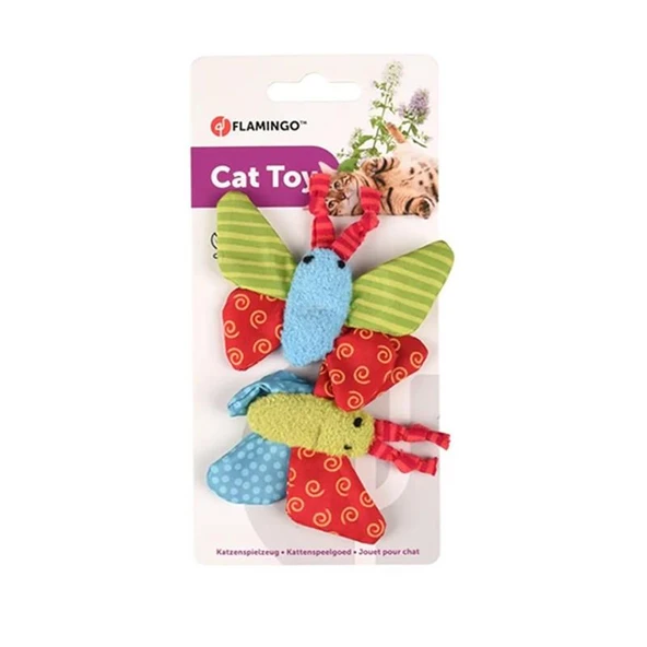 Flamingo Yowly Peluş Kelebek Kedi Oyuncağı Karışık Desenli 9cm 2li - 2