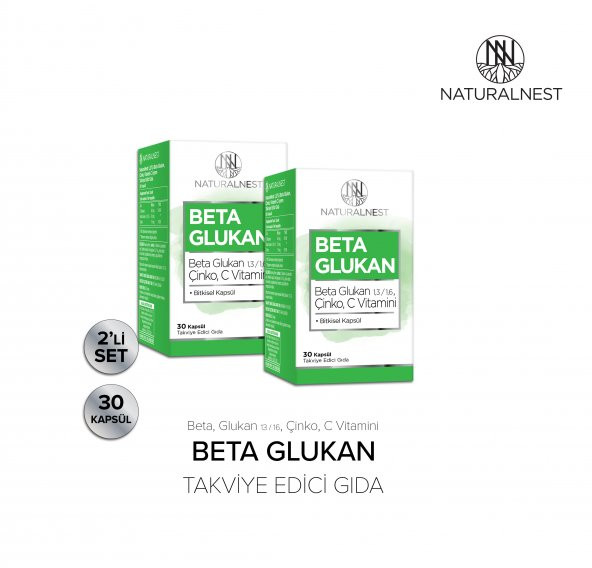 Naturalnest 1,3/1,6 Beta Glukan Çinko Vitamin C Içeren Takviye Edici Gıda 30 Kapsül 2 Kutu