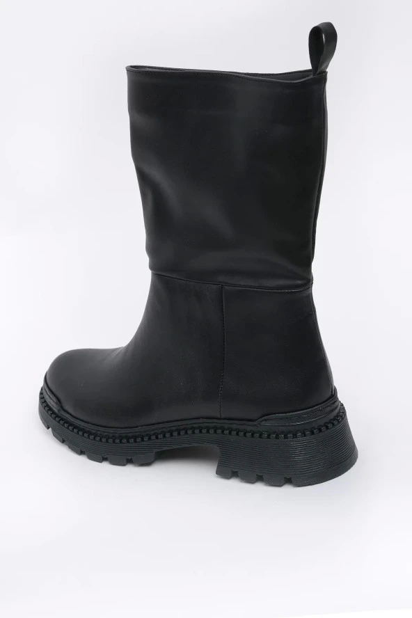 Capri Vegan Deri Termal Kauçuk Siyah Rengi Yarım Bot 45027 - Resim 5