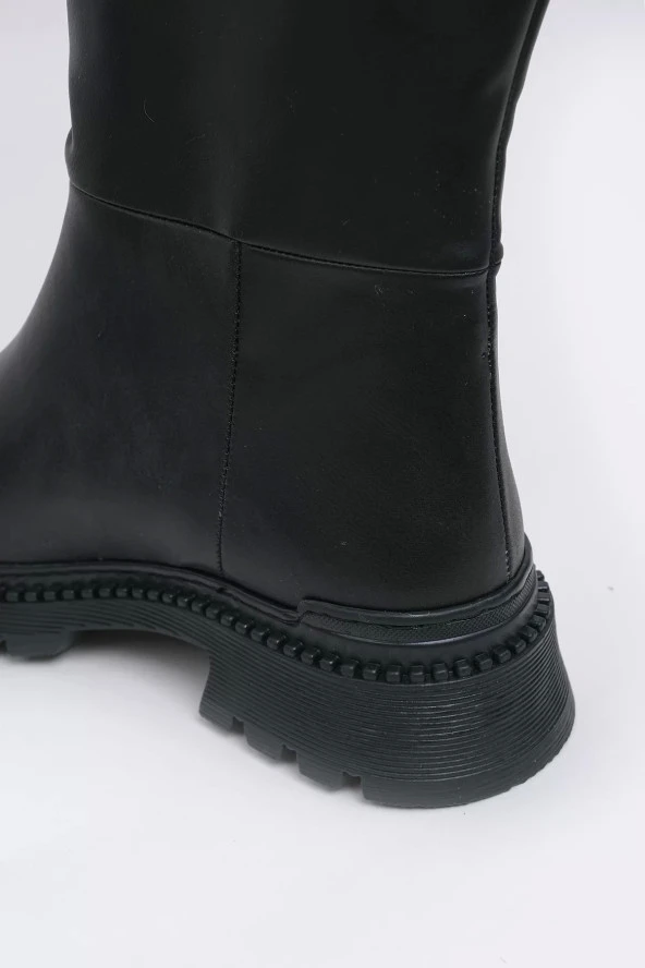 Capri Vegan Deri Termal Kauçuk Siyah Rengi Yarım Bot 45027 - Resim 7