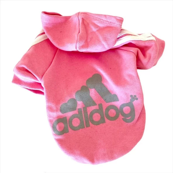 Pembe Adidog Kapşonlu Kedi Sweatshirt Kazak Duo - 4