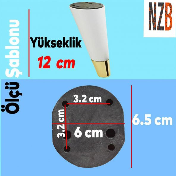 Lüks Mobilya Kanepe Sehpa TV Ünitesi Koltuk Ayağı 12 cm Beyaz Altın Ayak - Resim 2
