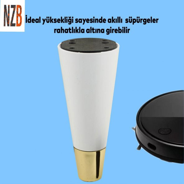 Lüks Mobilya Kanepe Sehpa TV Ünitesi Koltuk Ayağı 12 cm Beyaz Altın Ayak - Resim 3
