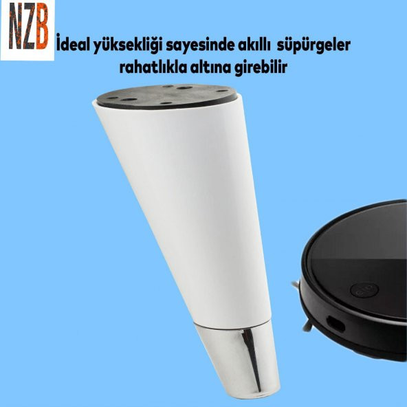 Lüks Mobilya Kanepe Sehpa TV Ünitesi Koltuk Ayağı 12 cm Beyaz Krom Ayak - 3