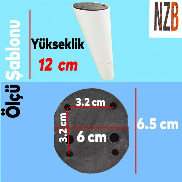 Lüks Mobilya Kanepe Sehpa TV Ünitesi Koltuk Ayağı 12 cm Beyaz Ayak - 2