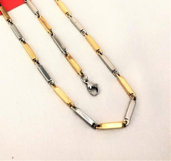 316L CERRAHİ ÇELİK GOLD/GÜMÜŞ 55 CM 3MM KALINLIK ÇELİK KOLYE-ÇKOL86 - 3