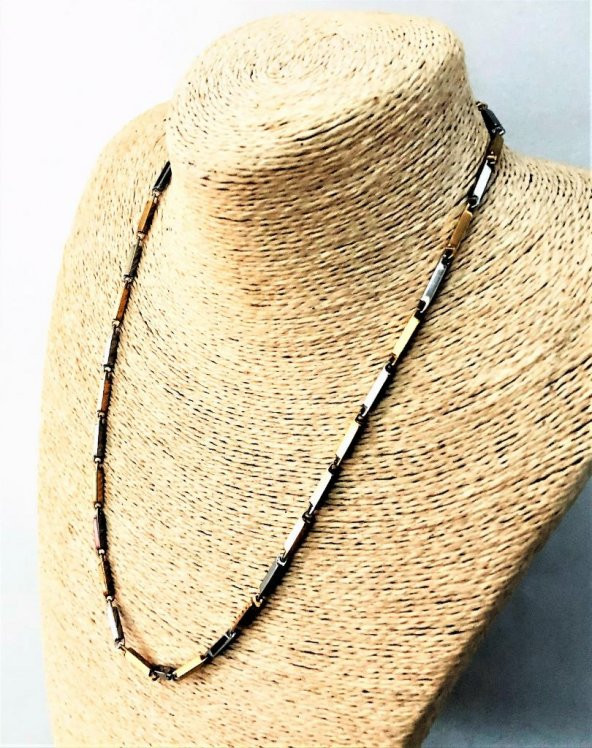 316L CERRAHİ ÇELİK GOLD/GÜMÜŞ 55 CM 3MM KALINLIK ÇELİK KOLYE-ÇKOL86 - 4