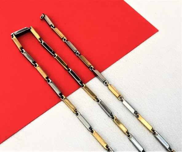 316L CERRAHİ ÇELİK GOLD/GÜMÜŞ 55 CM 3MM KALINLIK ÇELİK KOLYE-ÇKOL86 - 5
