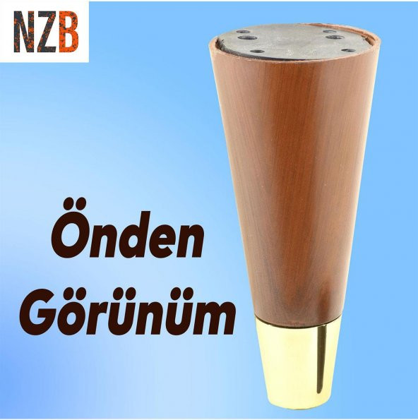 Lüks Mobilya Sehpa TV Ünitesi Koltuk Ayağı 12 cm Kahverengi Ahşap Desenli Gold Ayak - 2