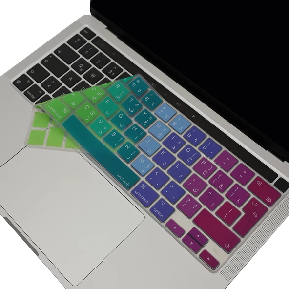 Arapça Klavye Macbook Pro Kılıf M1-M2, 13inç Dazzle (Touchbarlı) A2338 A2289 A2251 A2141 UK Enter ile Uyumlu