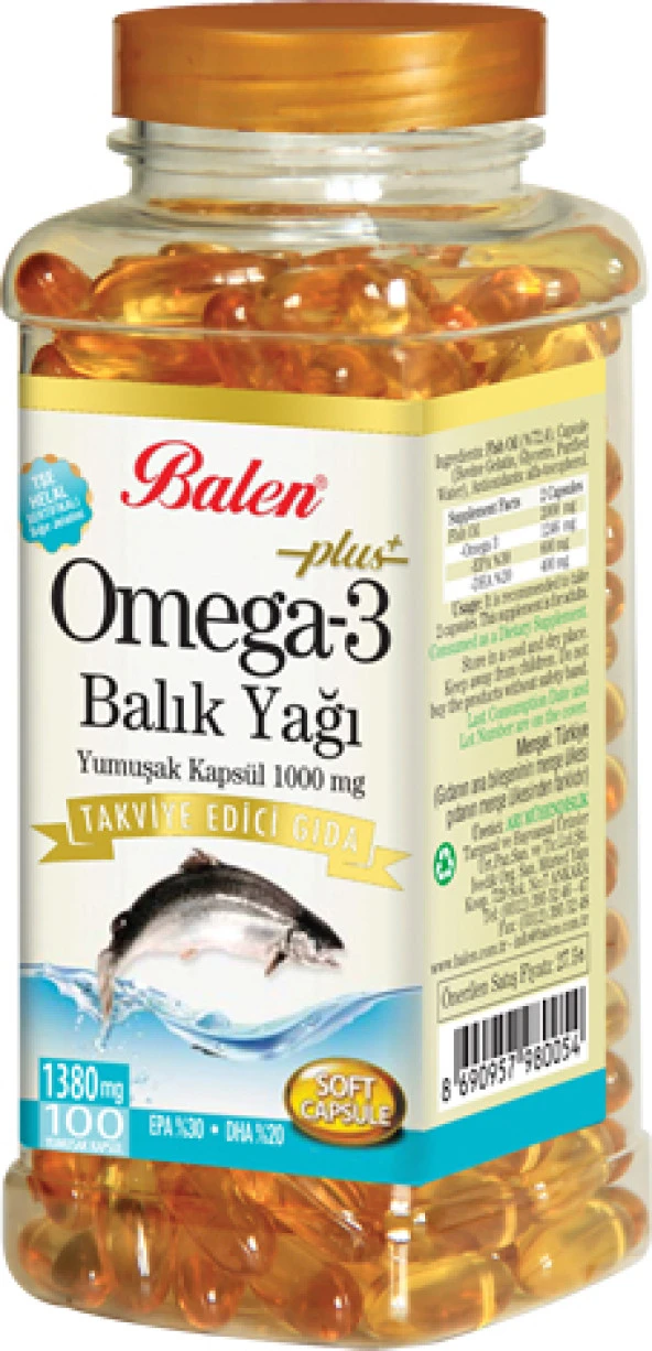 Balen Omega 3 Balık Yağı Yumuşak Kapsül 1380 Mg 100 Kapsül ürün görseli