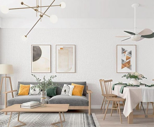 Renkli Duvarlar 50x280 Cm Kendinden Yapışkanlı Alüminyum Folyolu Isı Ses Yalıtımlı Duvar Kağıdı Paneli Dekor Beyaz - 6