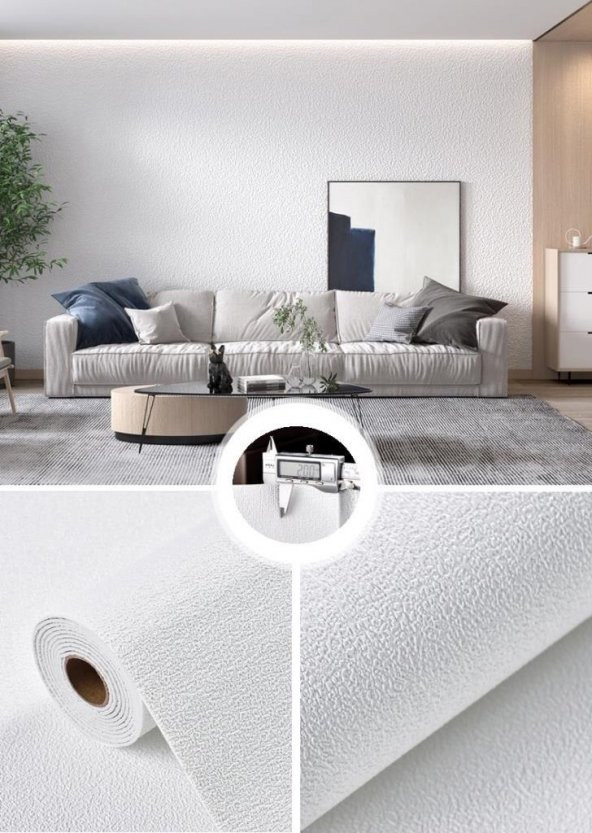 Renkli Duvarlar 50x280 Cm Kendinden Yapışkanlı Alüminyum Folyolu Isı Ses Yalıtımlı Duvar Kağıdı Paneli Dekor Beyaz - 7