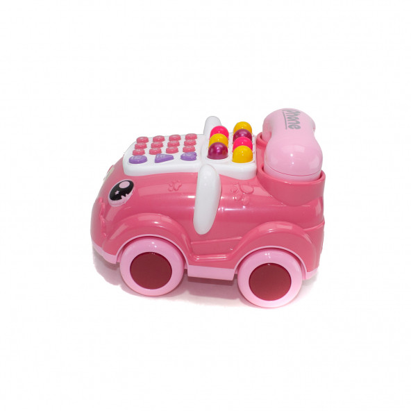 Sevimli Telefon Işıklı Sesli Klasik Telefon Pembe - 2