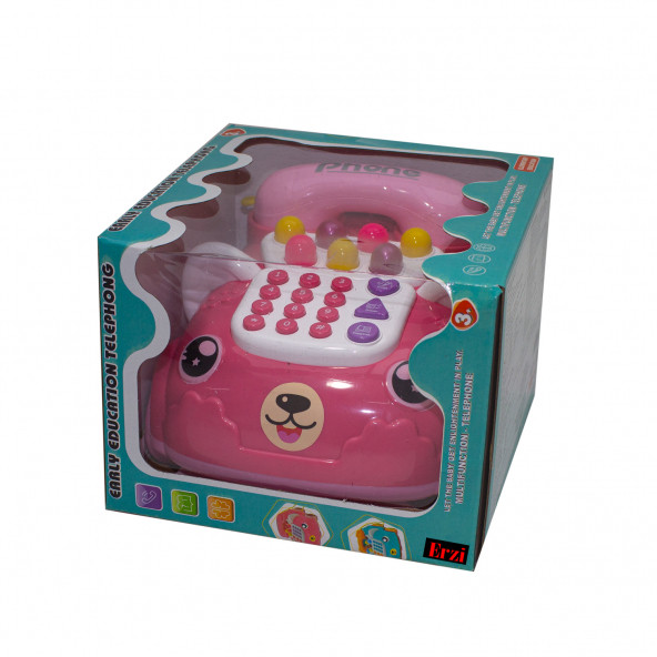 Sevimli Telefon Işıklı Sesli Klasik Telefon Pembe - 4