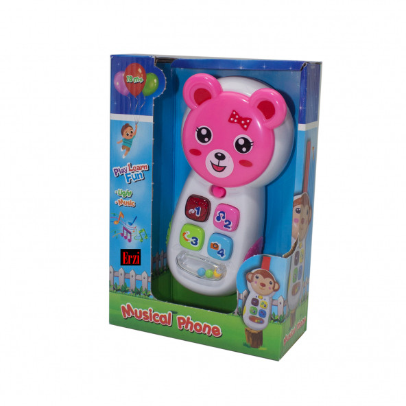 Cep Telefon Sevimli Telefon Işıklı Sesli Pembe - 2