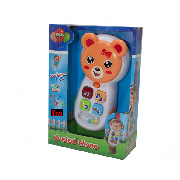 Cep Telefon Sevimli Telefon Işıklı Sesli Kahverengi - 2