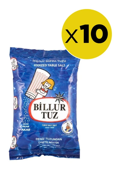 Billur Tuz Iyotlu 750 gr x 10 Adet