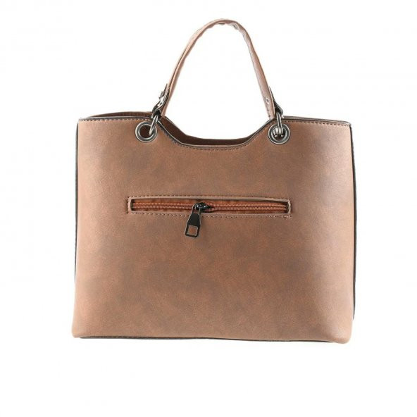 3 Boyutlu Acık Kahverengi Bayan Askılı El ve Omuz Çantası - 3