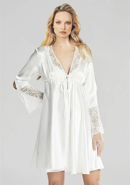 LOWELA PARİS 2005 Ekru  Saten Kısa Gecelikli 6 Lı Çeyiz Seti - Resim 5