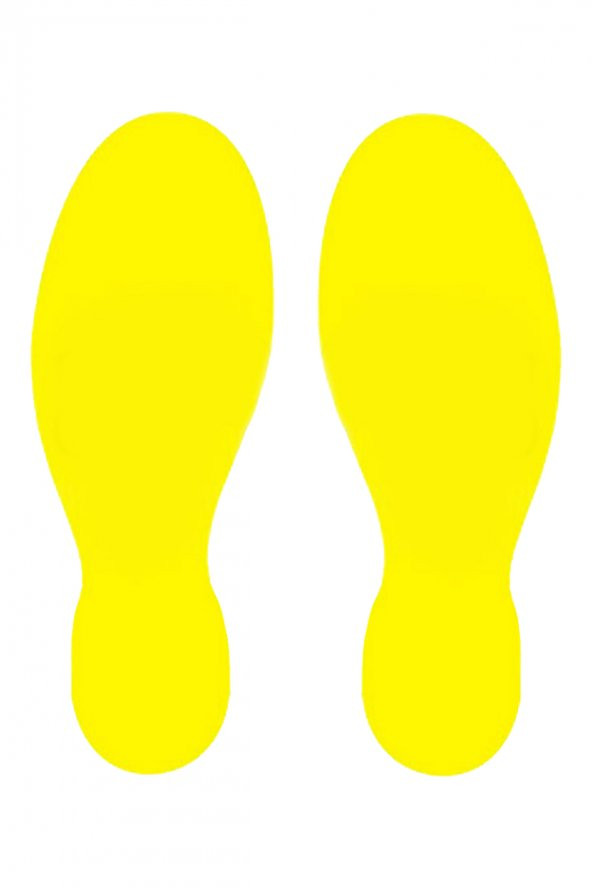 Ayak İzi Zemin Sticker Sarı Renkli (16 lı Paket)