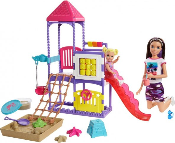 Barbie Bebek Bakıcısı Skipper ve Oyun Parkındaki Bebekleri Seti