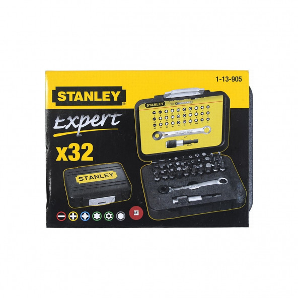 Stanley 1-13-905 Fatmax Bits Set 32'li ¼ + Manyetik Tutucu + Cırcır Anahtar Sağ Sol - 2