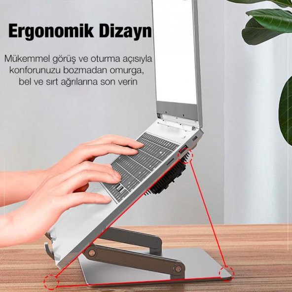 Coofbe RGB Işıklı Yüksekli Ayarlı Çift Fanlı Dizüstü Bilgisayar Laptop Soğutucu Stand Laptop Masası - 3