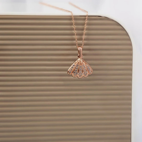 Mercan İnci Rose Kaplama 925 Gümüş Kadın Kolye - 2