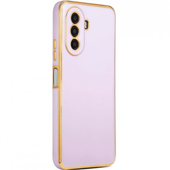 KNY Huawei Nova Y70 Kılıf Parlak Kenarlı Laser Bark Silikon Pembe