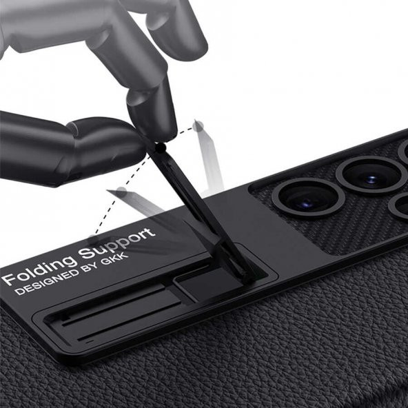 KNY Samsung Galaxy S23 Plus Kılıf Renkli Standlı Sert Kipta Kapak Siyah - 4
