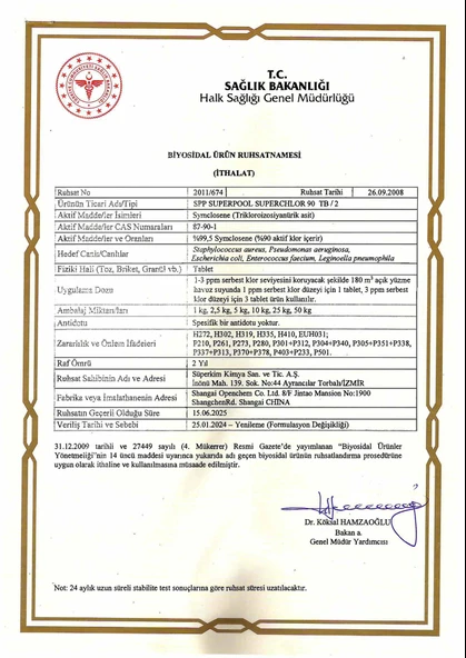 SPP Superpool Superchlor 90 TB %90 Premium Tablet Klor 1 KG 50 Adet Havuz Kimyasalı - Resim 7