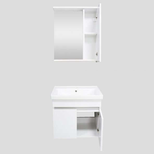 Karen Banyo Koza Banyo Dolabı Seti, 60 Cm Beyaz, Lavabo Dahil - 4