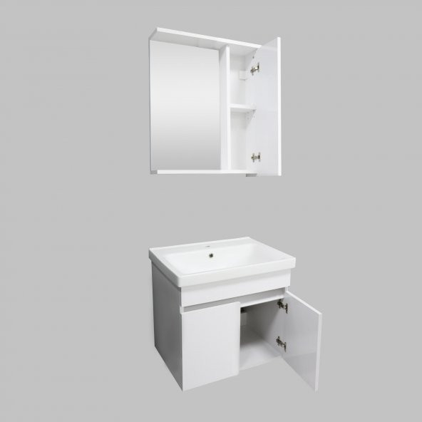 Karen Banyo Koza Banyo Dolabı Seti, 60 Cm Beyaz, Lavabo Dahil - 6