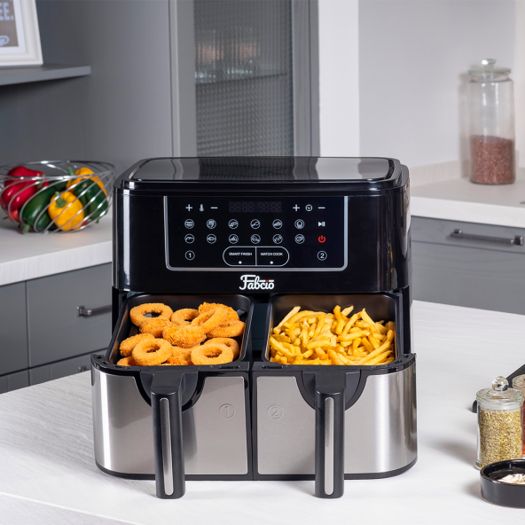 Fabcio Duo V2 Dokunmatik Ekran 9LT Çift Hazneli Airfryer Yağsız Fritöz - Resim 2