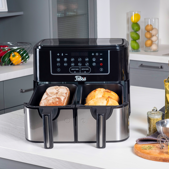 Fabcio Duo V2 Dokunmatik Ekran 9LT Çift Hazneli Airfryer Yağsız Fritöz - Resim 3