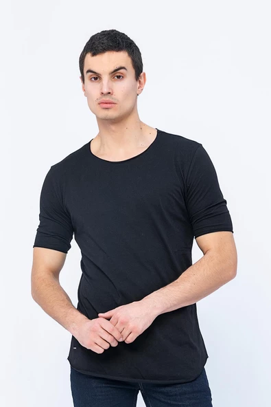 Erkek Slim Fit Kolları Saran Dar Kollu Arkası Dikişli Athletic Pamuklu Likralı Kısa Kollu T-Shirt