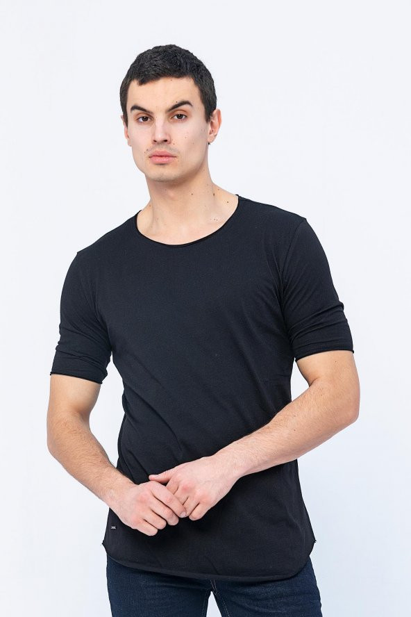 Erkek Slim Fit Kolları Saran Dar Kollu Arkası Dikişli Athletic Pamuklu Likralı Kısa Kollu T-Shirt