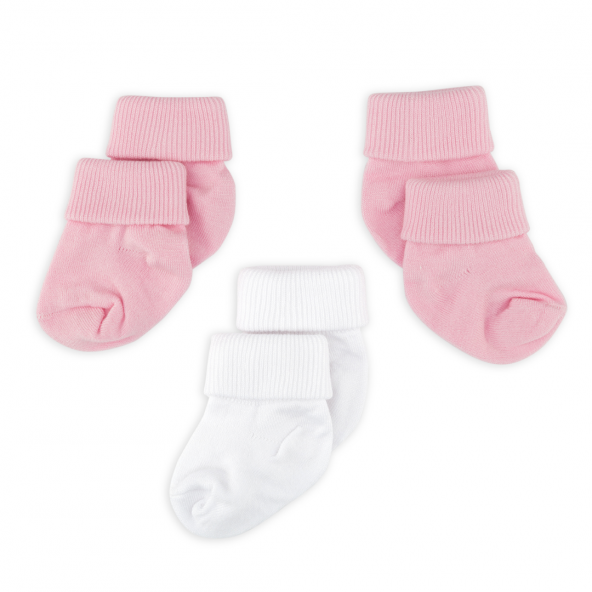 Novibaby 3lü Bambu Yenidoğan Bebek Çorap I Pinky I 0-6 ay - 2