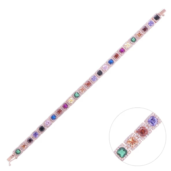 Nusnus Rose Gold Renkli Taşlı Kadın Gümüş Bileklik ZRK 2160 13.30 GR ürün görseli 1